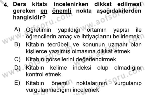 İng. Öğretmenliğinde Öğretim Teknolojileri Ve Materyal Tasarımı 2 Dersi 2016 - 2017 Yılı 3 Ders Sınav Soruları 4. Soru
