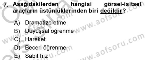 İng. Öğretmenliğinde Öğretim Teknolojileri Ve Materyal Tasarımı 2 Dersi 2016 - 2017 Yılı 3 Ders Sınav Soruları 7. Soru