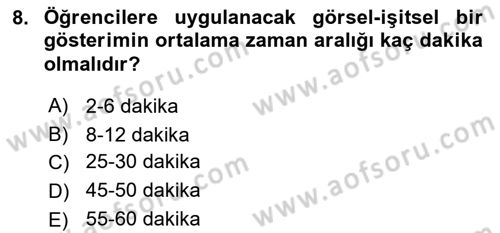 İng. Öğretmenliğinde Öğretim Teknolojileri Ve Materyal Tasarımı 2 Dersi 2016 - 2017 Yılı 3 Ders Sınav Soruları 8. Soru