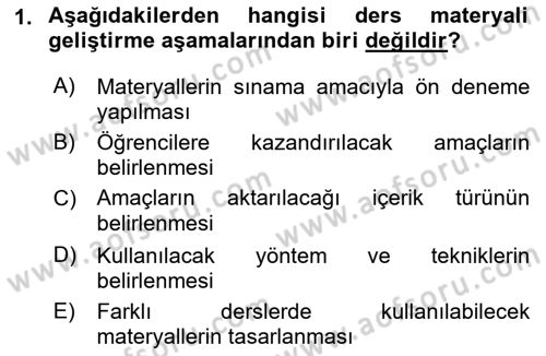 İng. Öğretmenliğinde Öğretim Teknolojileri Ve Materyal Tasarımı 2 Dersi 2016 - 2017 Yılı (Final) Dönem Sonu Sınav Soruları 1. Soru