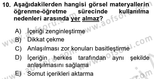 İng. Öğretmenliğinde Öğretim Teknolojileri Ve Materyal Tasarımı 2 Dersi 2016 - 2017 Yılı (Final) Dönem Sonu Sınav Soruları 10. Soru