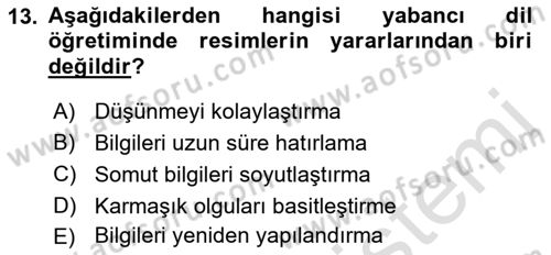 İng. Öğretmenliğinde Öğretim Teknolojileri Ve Materyal Tasarımı 2 Dersi 2016 - 2017 Yılı (Final) Dönem Sonu Sınav Soruları 13. Soru