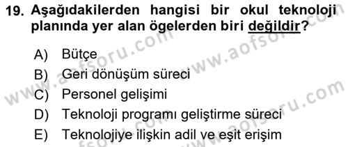 İng. Öğretmenliğinde Öğretim Teknolojileri Ve Materyal Tasarımı 2 Dersi 2016 - 2017 Yılı (Final) Dönem Sonu Sınav Soruları 19. Soru