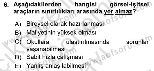 İng. Öğretmenliğinde Öğretim Teknolojileri Ve Materyal Tasarımı 2 Dersi 2016 - 2017 Yılı (Final) Dönem Sonu Sınav Soruları 6. Soru
