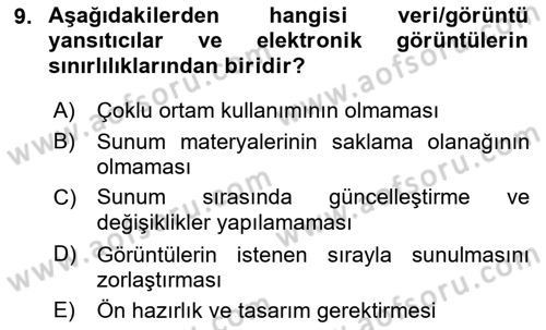 İng. Öğretmenliğinde Öğretim Teknolojileri Ve Materyal Tasarımı 2 Dersi 2016 - 2017 Yılı (Final) Dönem Sonu Sınav Soruları 9. Soru