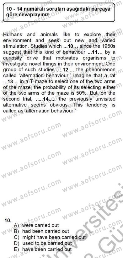 Pedagojik Gramer 1 Dersi Ara Sınavı Deneme Sınav Soruları 10. Soru
