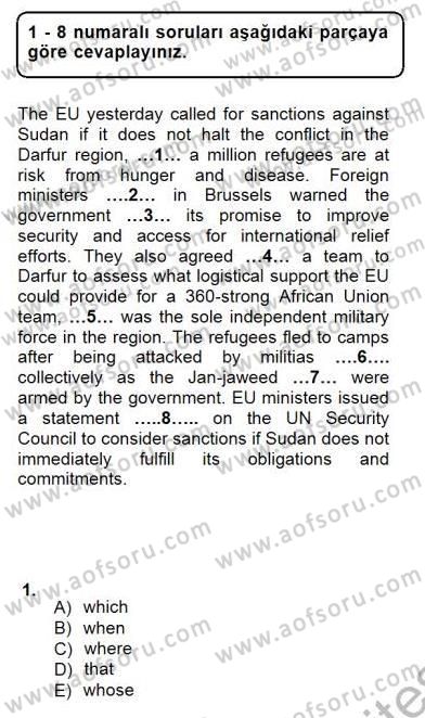 Pedagojik Gramer 1 Dersi 2012 - 2013 Yılı (Final) Dönem Sonu Sınav Soruları 1. Soru