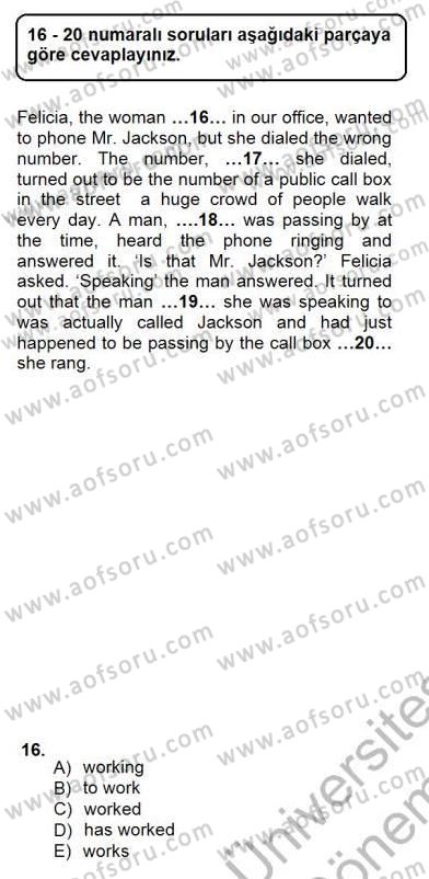 Pedagojik Gramer 1 Dersi 2012 - 2013 Yılı (Final) Dönem Sonu Sınav Soruları 16. Soru