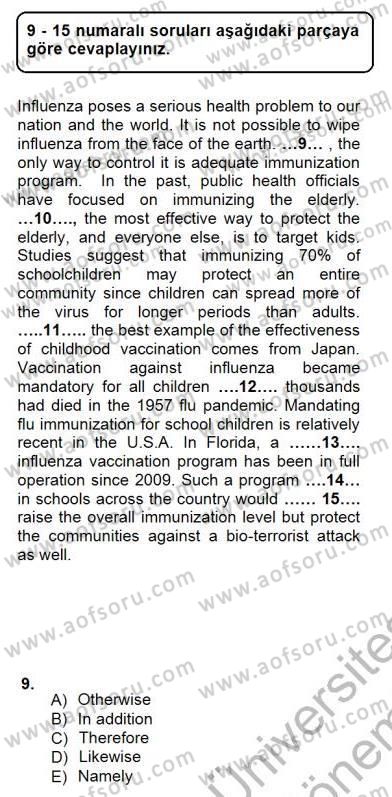 Pedagojik Gramer 1 Dersi 2012 - 2013 Yılı (Final) Dönem Sonu Sınav Soruları 9. Soru