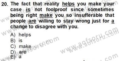 Pedagojik Gramer 1 Dersi 2013 - 2014 Yılı (Final) Dönem Sonu Sınav Soruları 20. Soru