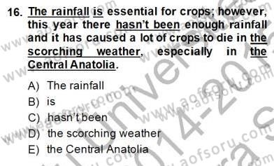 Pedagojik Gramer 1 Dersi Ara Sınavı Deneme Sınav Soruları 16. Soru