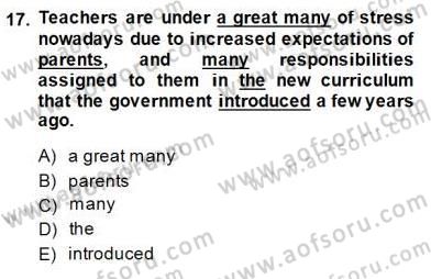 Pedagojik Gramer 1 Dersi Ara Sınavı Deneme Sınav Soruları 17. Soru