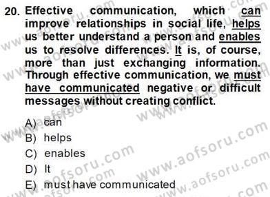 Pedagojik Gramer 1 Dersi Ara Sınavı Deneme Sınav Soruları 20. Soru