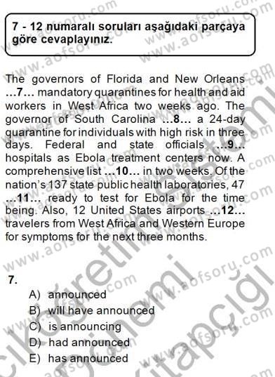 Pedagojik Gramer 1 Dersi 2014 - 2015 Yılı (Final) Dönem Sonu Sınav Soruları 7. Soru