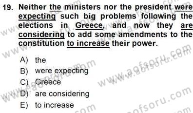 Pedagojik Gramer 1 Dersi Ara Sınavı Deneme Sınav Soruları 19. Soru