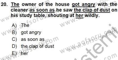 Pedagojik Gramer 1 Dersi Ara Sınavı Deneme Sınav Soruları 20. Soru