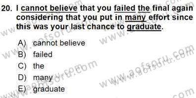 Pedagojik Gramer 1 Dersi 2015 - 2016 Yılı (Final) Dönem Sonu Sınav Soruları 20. Soru