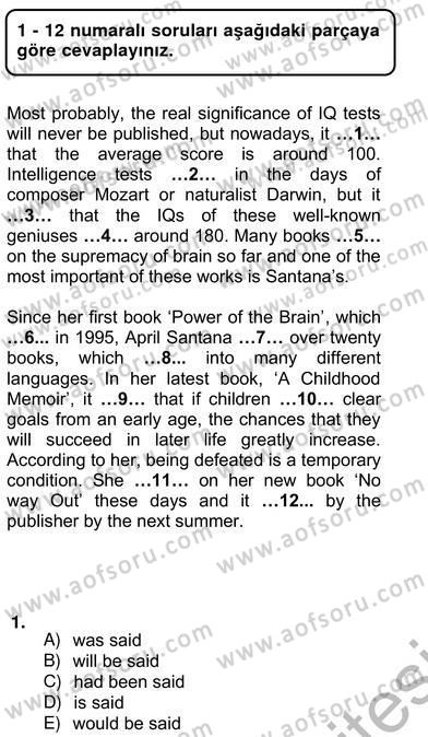 Pedagojik Gramer 2 Dersi 2012 - 2013 Yılı (Vize) Ara Sınav Soruları 1. Soru