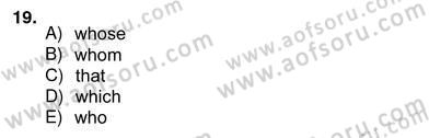 Pedagojik Gramer 2 Dersi 2012 - 2013 Yılı (Vize) Ara Sınav Soruları 19. Soru