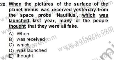 Pedagojik Gramer 2 Dersi 2012 - 2013 Yılı (Final) Dönem Sonu Sınav Soruları 20. Soru
