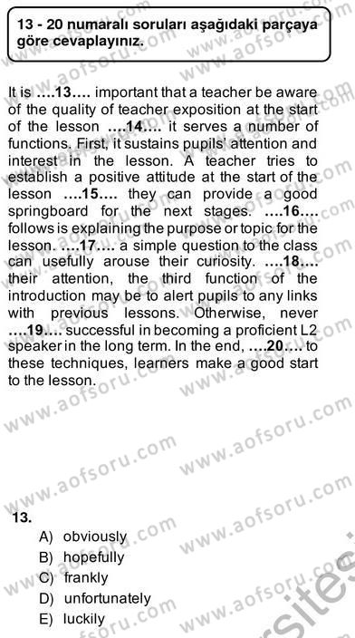 Pedagojik Gramer 2 Dersi 2013 - 2014 Yılı (Vize) Ara Sınav Soruları 13. Soru