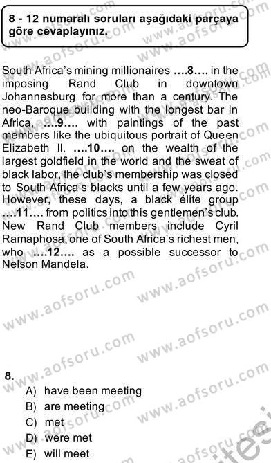 Pedagojik Gramer 2 Dersi 2013 - 2014 Yılı (Vize) Ara Sınav Soruları 8. Soru