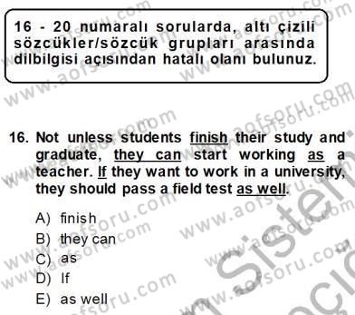Pedagojik Gramer 2 Dersi 2013 - 2014 Yılı Tek Ders Sınav Soruları 16. Soru