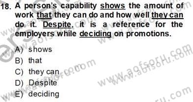 Pedagojik Gramer 2 Dersi 2013 - 2014 Yılı Tek Ders Sınav Soruları 18. Soru