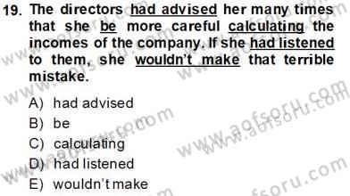 Pedagojik Gramer 2 Dersi 2013 - 2014 Yılı Tek Ders Sınav Soruları 19. Soru