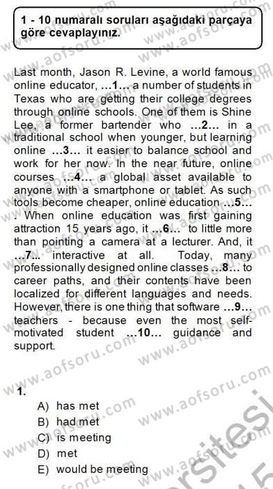 Pedagojik Gramer 2 Dersi 2014 - 2015 Yılı (Vize) Ara Sınav Soruları 1. Soru