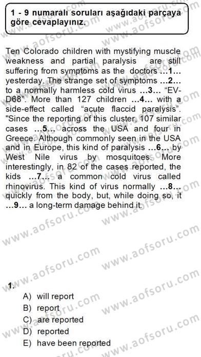 Pedagojik Gramer 2 Dersi 2014 - 2015 Yılı (Final) Dönem Sonu Sınav Soruları 1. Soru