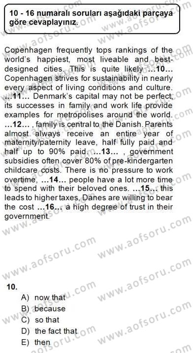 Pedagojik Gramer 2 Dersi 2014 - 2015 Yılı (Final) Dönem Sonu Sınav Soruları 10. Soru