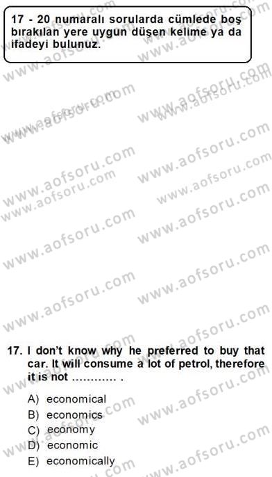 Pedagojik Gramer 2 Dersi 2014 - 2015 Yılı (Final) Dönem Sonu Sınav Soruları 17. Soru