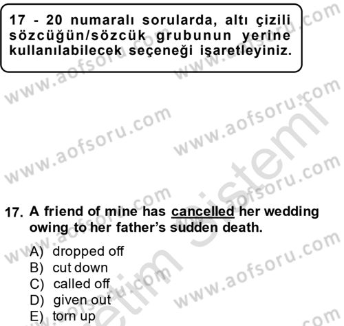 Pedagojik Gramer 2 Dersi 2014 - 2015 Yılı Tek Ders Sınav Soruları 17. Soru
