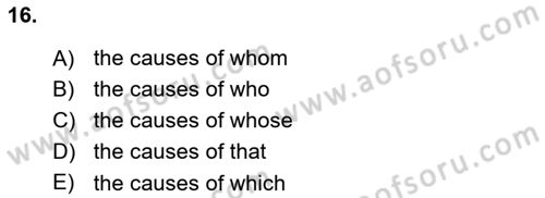 Pedagojik Gramer 2 Dersi 2015 - 2016 Yılı (Final) Dönem Sonu Sınav Soruları 16. Soru