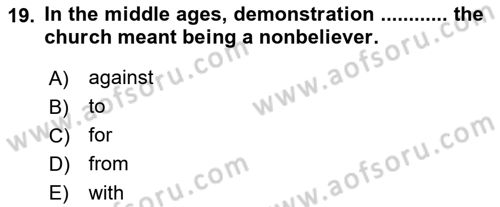 Pedagojik Gramer 2 Dersi 2015 - 2016 Yılı (Final) Dönem Sonu Sınav Soruları 19. Soru