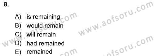 Pedagojik Gramer 2 Dersi 2015 - 2016 Yılı (Final) Dönem Sonu Sınav Soruları 8. Soru
