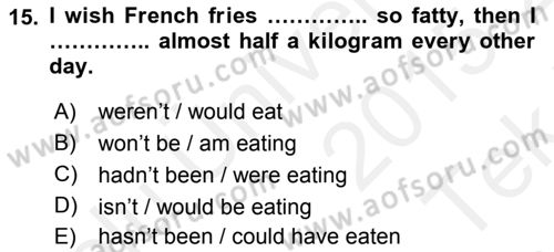 Pedagojik Gramer 2 Dersi 2015 - 2016 Yılı Tek Ders Sınav Soruları 15. Soru