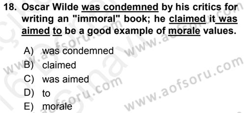 Pedagojik Gramer 2 Dersi 2015 - 2016 Yılı Tek Ders Sınav Soruları 18. Soru