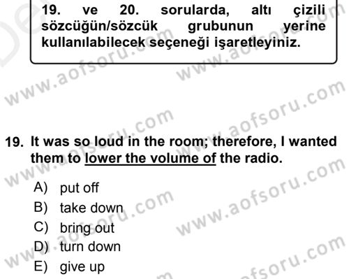 Pedagojik Gramer 2 Dersi 2015 - 2016 Yılı Tek Ders Sınav Soruları 19. Soru
