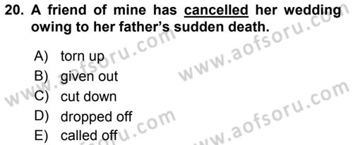 Pedagojik Gramer 2 Dersi 2015 - 2016 Yılı Tek Ders Sınav Soruları 20. Soru