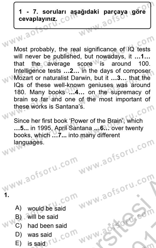 Pedagojik Gramer 2 Dersi 2016 - 2017 Yılı 3 Ders Sınav Soruları 1. Soru