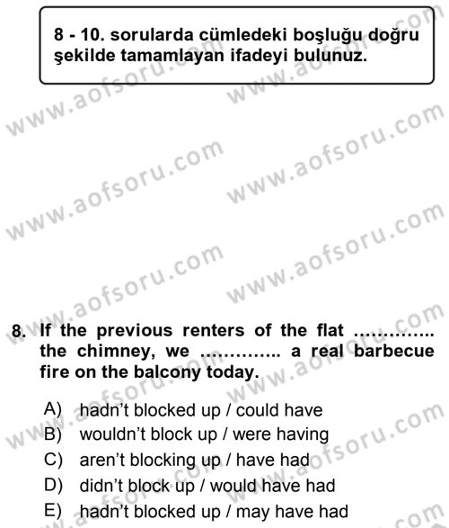 Pedagojik Gramer 2 Dersi 2016 - 2017 Yılı 3 Ders Sınav Soruları 8. Soru