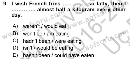 Pedagojik Gramer 2 Dersi 2016 - 2017 Yılı 3 Ders Sınav Soruları 9. Soru