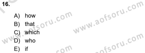 Pedagojik Gramer 2 Dersi 2016 - 2017 Yılı (Final) Dönem Sonu Sınav Soruları 16. Soru