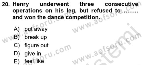 Pedagojik Gramer 2 Dersi 2016 - 2017 Yılı (Final) Dönem Sonu Sınav Soruları 20. Soru