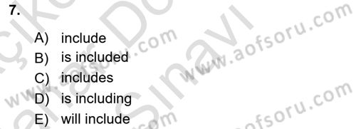 Pedagojik Gramer 2 Dersi 2016 - 2017 Yılı (Final) Dönem Sonu Sınav Soruları 7. Soru