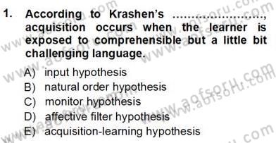 Dil Edinimi Dersi Ara Sınavı Deneme Sınav Soruları 1. Soru