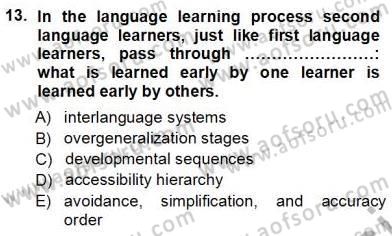 Dil Edinimi Dersi Ara Sınavı Deneme Sınav Soruları 13. Soru