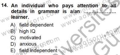 Dil Edinimi Dersi Ara Sınavı Deneme Sınav Soruları 14. Soru